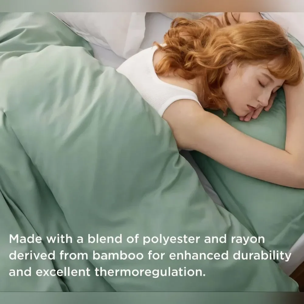 Derived from Bamboo Blend Green King Duvet Cover Set